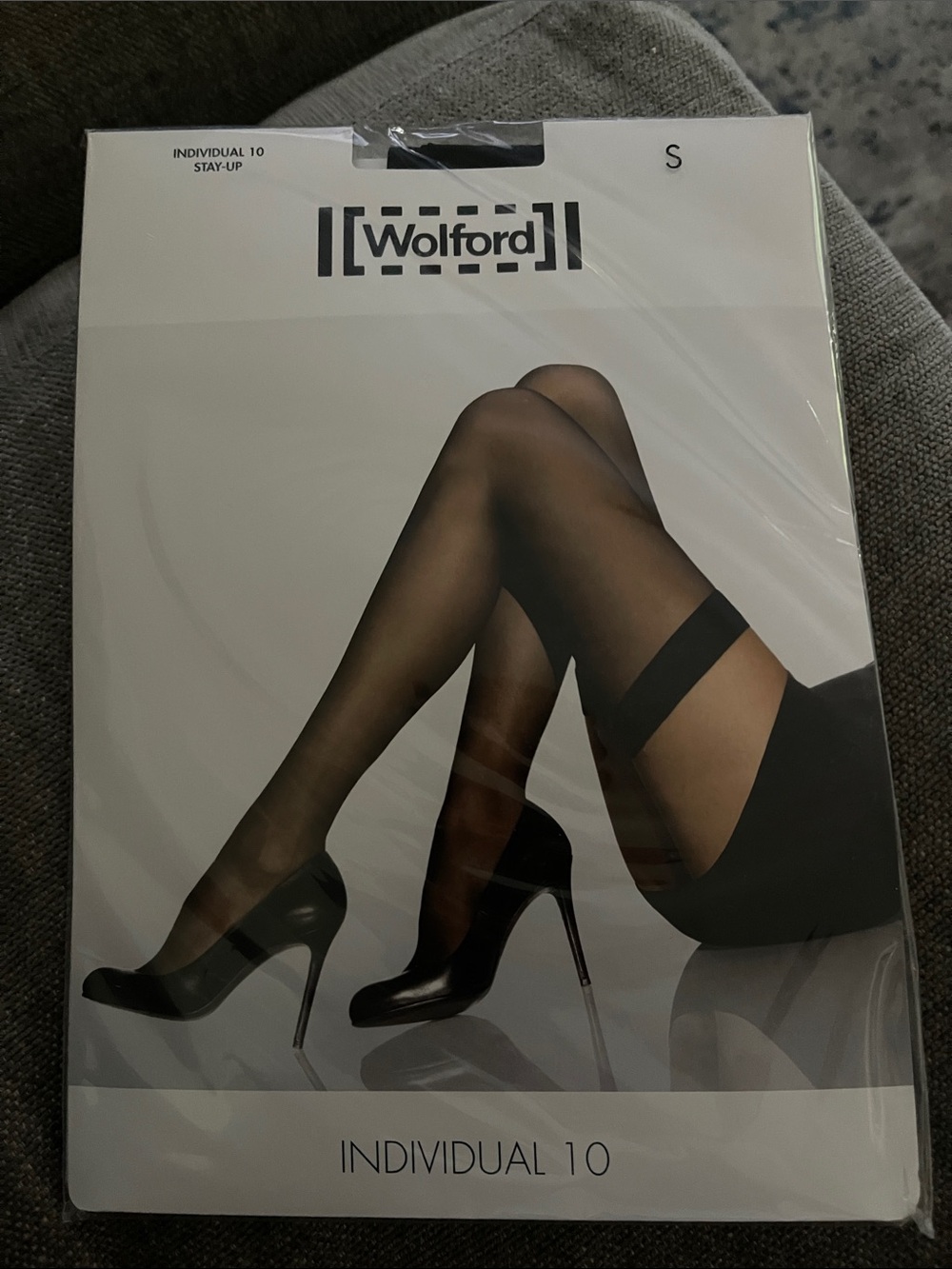 Wolford Individual 10 Sheer Stay-Up Hosiery - Black new in package small